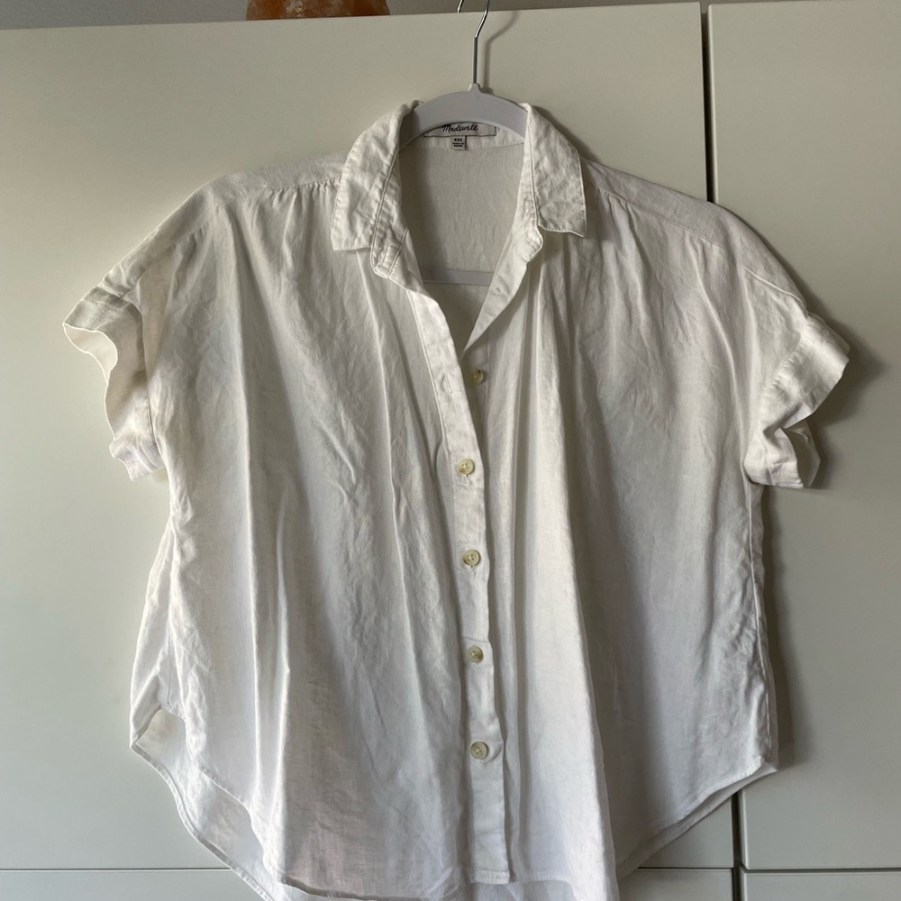 Madewell Linen White Button-Up Shirt
